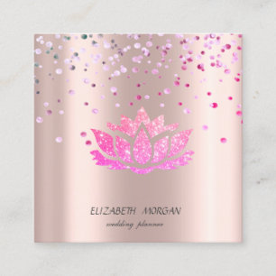 Elegant Stilfull Lotus, Konfetti Roséguld Fyrkantigt Visitkort