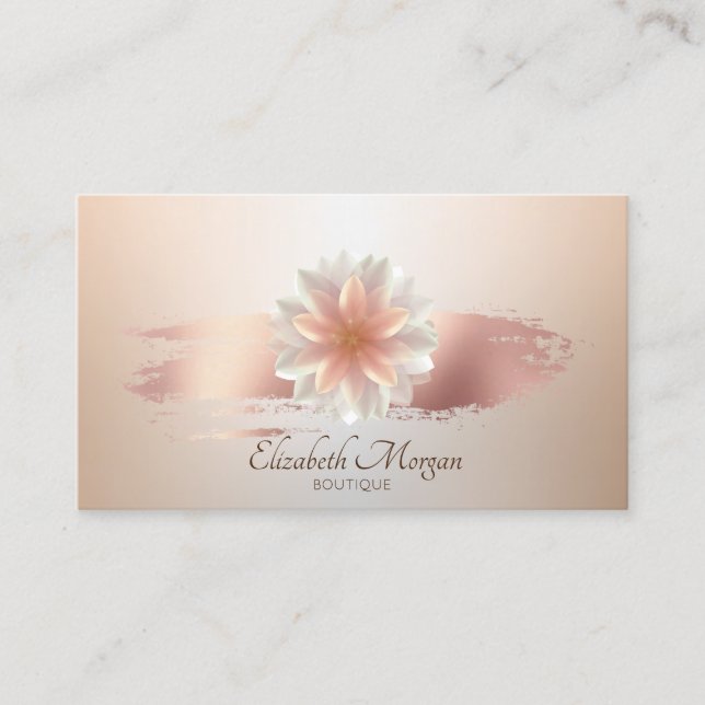Elegant Stilfull Lotus Roséguld Penseldrag Visitkort (Framsida)