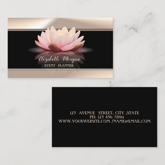 Elegant Stilfull,Lotus,Svart Visitkort (Fram/baksida)