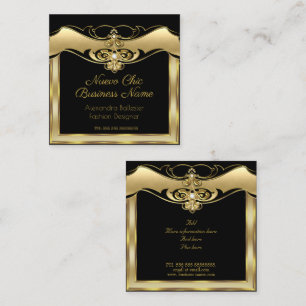Elegant Stilfull Mode Beige Guld Svart Diamant Fyrkantigt Visitkort