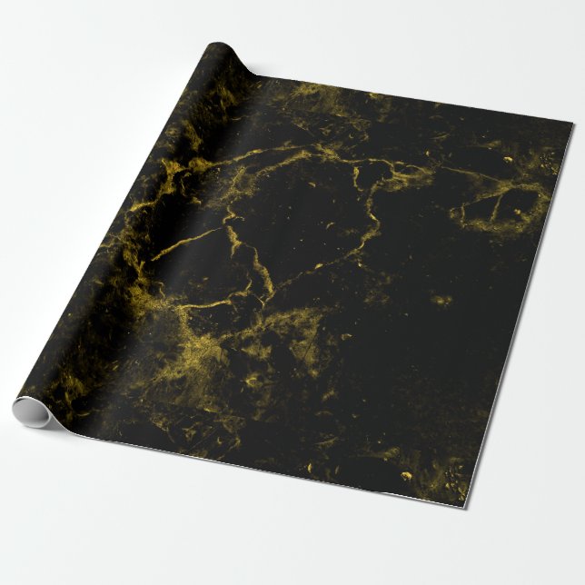 elegant stilfull modern chicsvart och guld- marmor presentpapper (Utrullad)