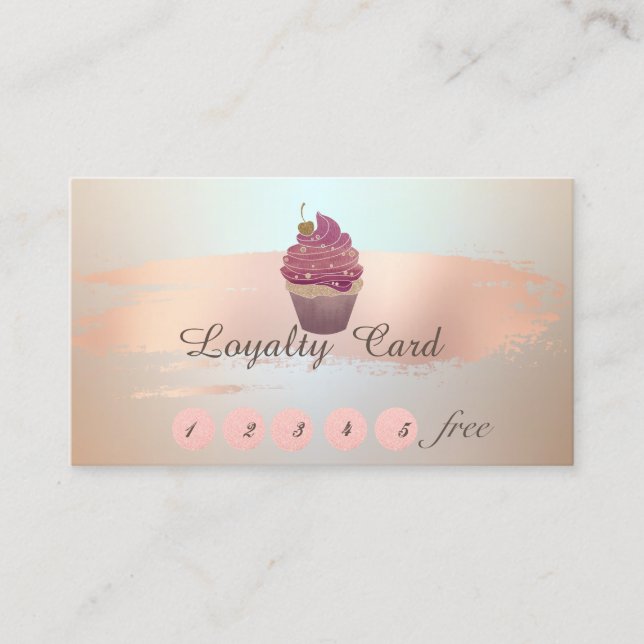 Elegant Stilfull, Penseldrag, Cupcake Lojalitetskort (Framsida)
