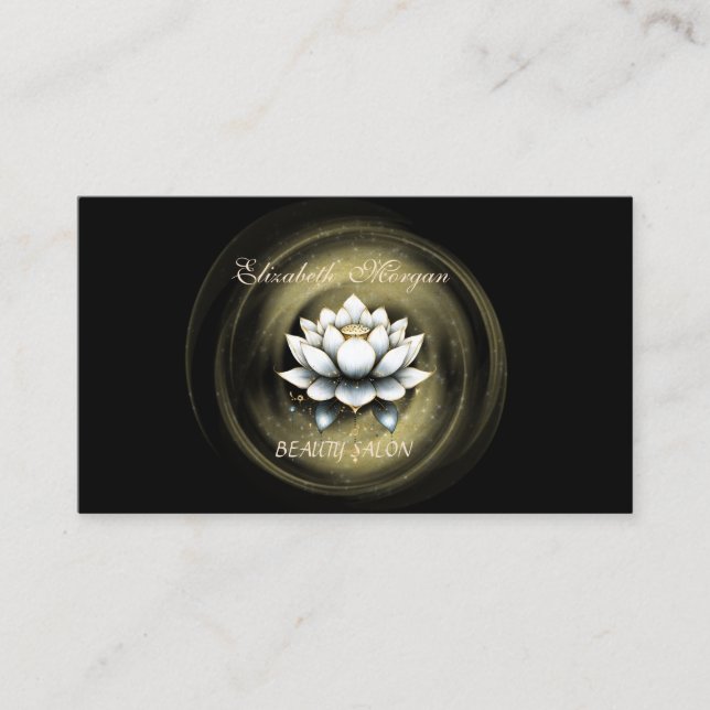 Elegant Stilfull Professionell Lotus Svart Visitkort (Framsida)
