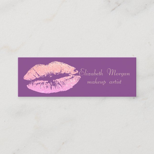 Elegant Stilfull Professionell Violett -Glittrig L Mini Visitkort (Framsida)