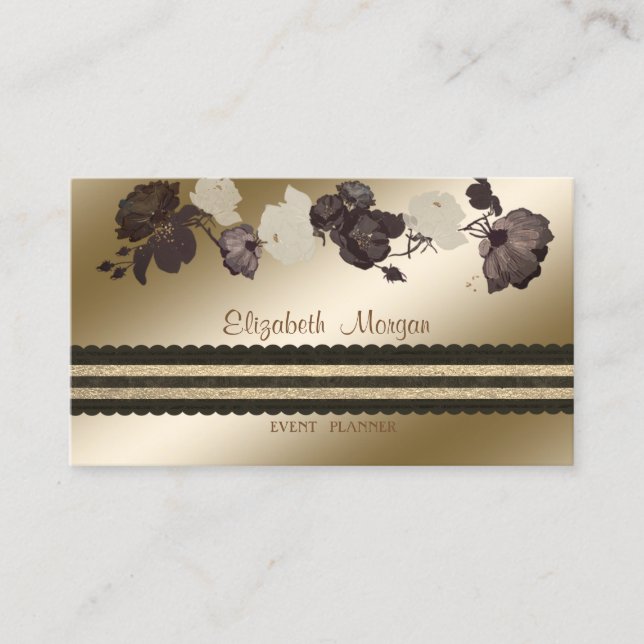 Elegant Stilfull ,Ränder,Blommor Visitkort (Framsida)