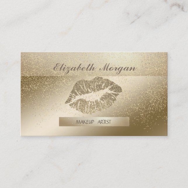 Elegant Stilfull,Randig,Glitterläppar Guld Konfett Visitkort (Framsida)