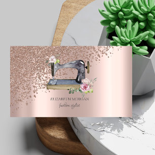 Elegant Stilfull Rosa Guld Diamanter Symaskin Visitkort