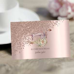 Elegant Stilfull Rosa Guld Diamanter Symaskin Visitkort