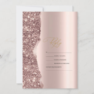 Elegant Stilfull Rosa Guld Glitter Skript RSVP Inbjudningar