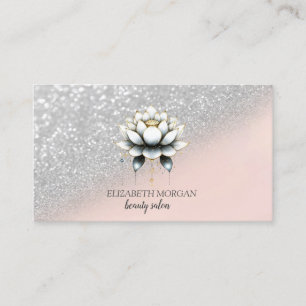 Elegant Stilfull Silver Glitter Bokeh Lotus Rosa Visitkort