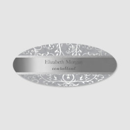 Elegant Stilfull Silverrand, Virvlar Namnbricka