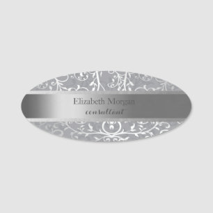 Elegant Stilfull Silverrand,  Virvlar Namnbricka