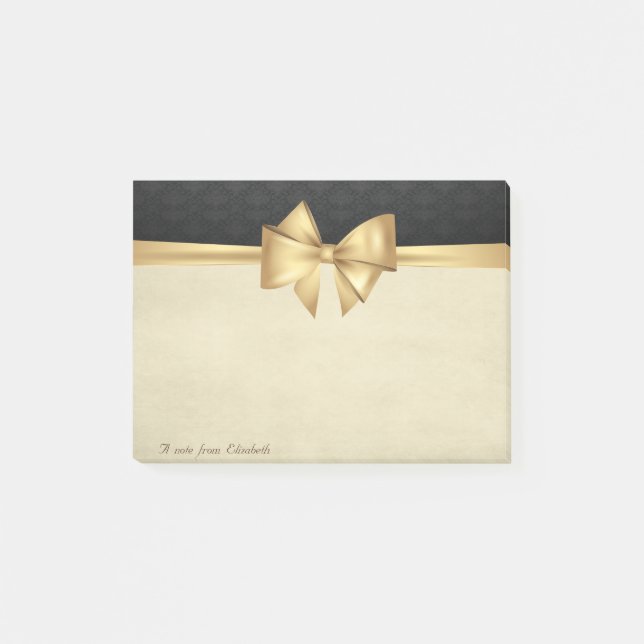 Elegant Stilfull Slöja Svart Damast Post-it Block (Framsida)
