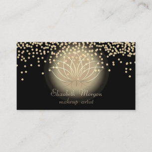 Elegant Stilfull Svart Blank Diamanter Lotus Visitkort