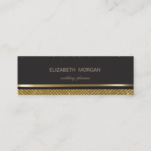 Elegant Stilfull Svart, Guld Glitter, Folie Konfet Mini Visitkort
