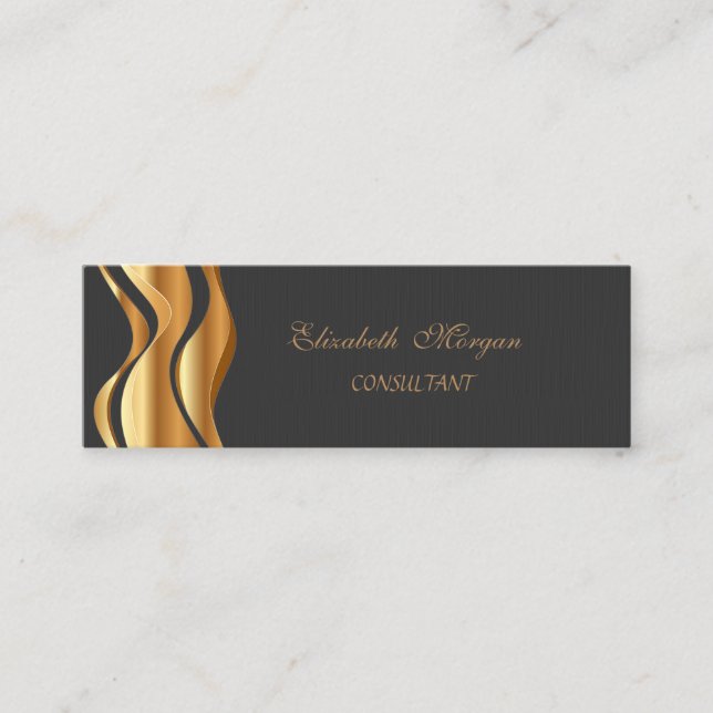 Elegant Stilfull Svart-Guld Mini Visitkort (Framsida)