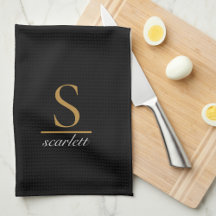 Elegant Stilfull Svart Guld Monogram Skriptnamn