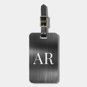 Elegant Stilfull Svart Metall 2 Monogram Initial Bagagebricka