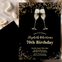 Elegant Stilfull Svart och Guld 70-årsdag 