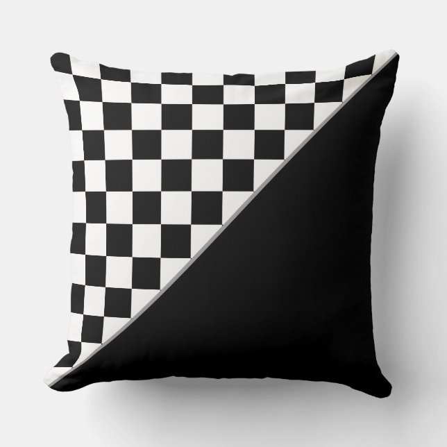 Elegant Stilfull Svart Och Vit Schack Kudde (Framsida)