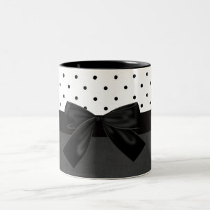 Elegant Stilfull Svart,Vit Prickig-Svart Slinga Två-Tonad Mugg