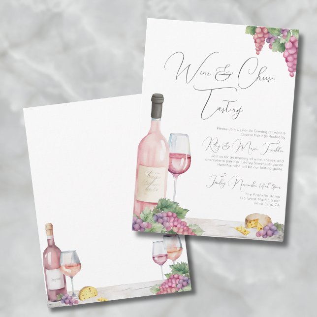 Elegant Stilfull Vinprovningspartaj Inbjudningar (Elegant Stylish Wine Tasting Party Invitation)