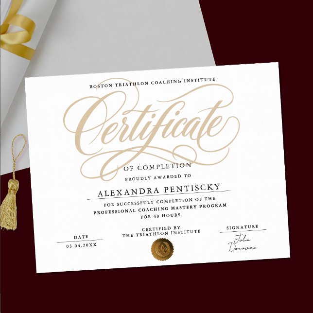 Elegant Stilfull Vit Och Guld Certifikatutmärkelse Poster (Skapare uppladdad)