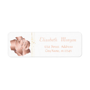 Elegant Stilfull, Vit, Roséguld Ros Returadress Etikett