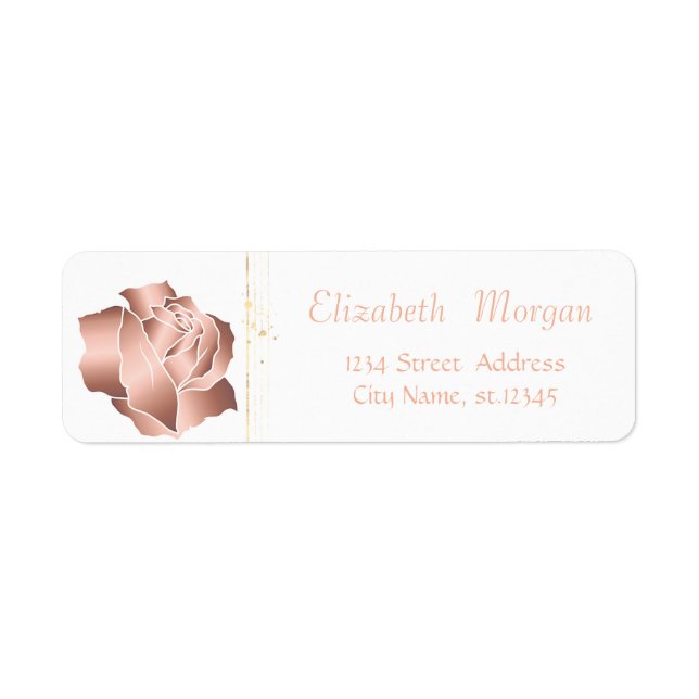 Elegant Stilfull, Vit, Roséguld Ros Returadress Etikett (Framsidan)