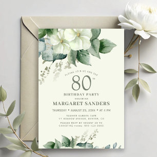 Elegant stilig chic feminin blomstergivare 80-årsd inbjudningar