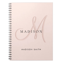 Elegant Stilig Rosa Monogram Skrift Anteckningsbok