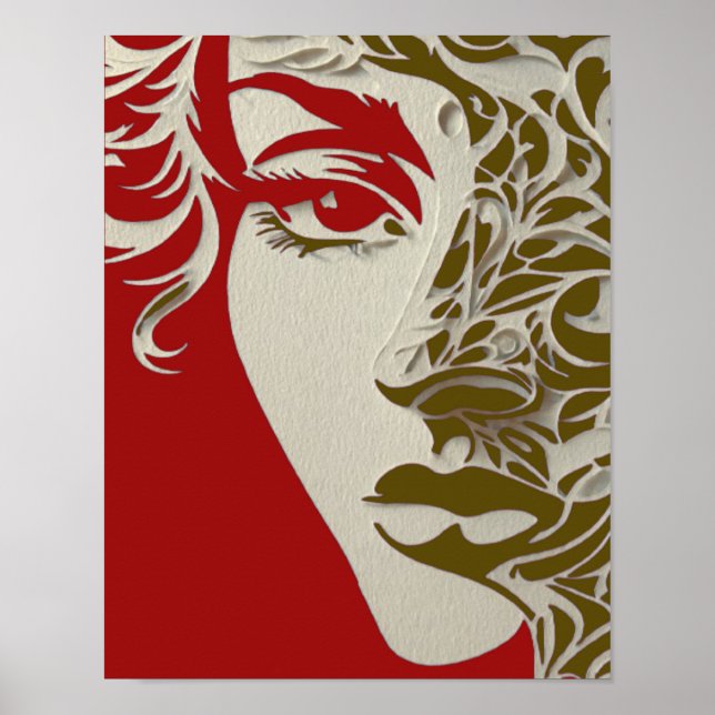 Elegant stiliserad kvinnoporträtt poster (Framsidan)