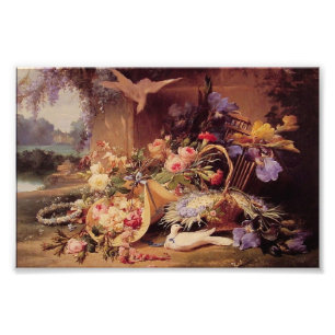 Elegant still Life with Flowers by Eugene Bidau Fototryck