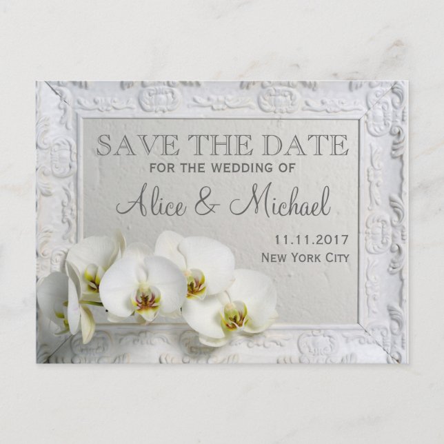Elegant stilmässigt bröllop Spara datumet Meddelande Vykort (Framsida)