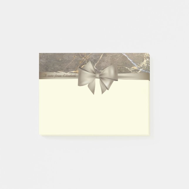 Elegant Stilren, Båge, Marmor Post-it Block (Framsida)