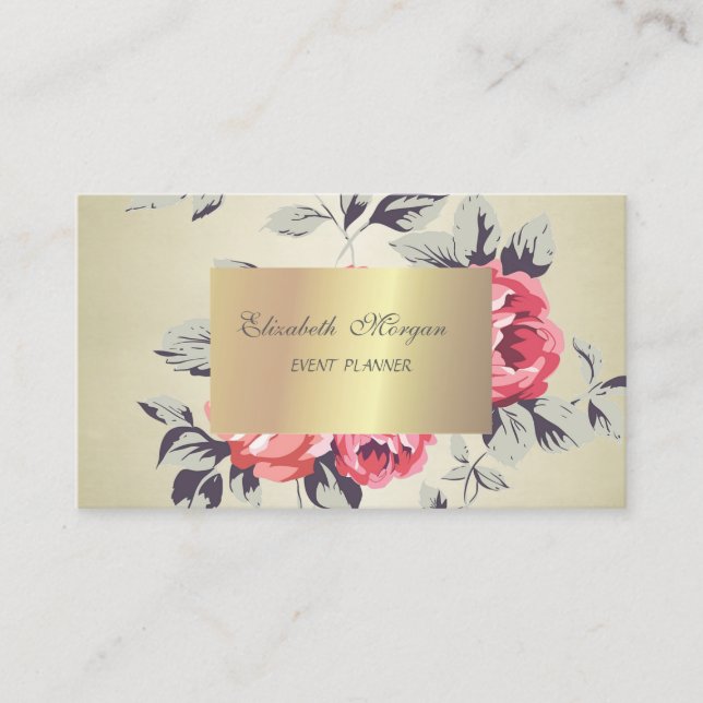 Elegant Stilren Chic,Blommor Visitkort (Framsida)