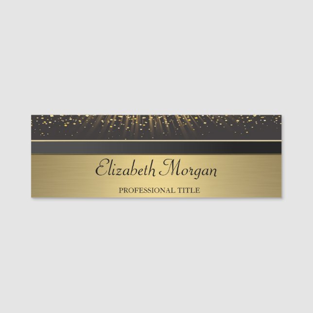 Elegant Stilren Chic Guld, Konfetti Namnbricka (Framsida)