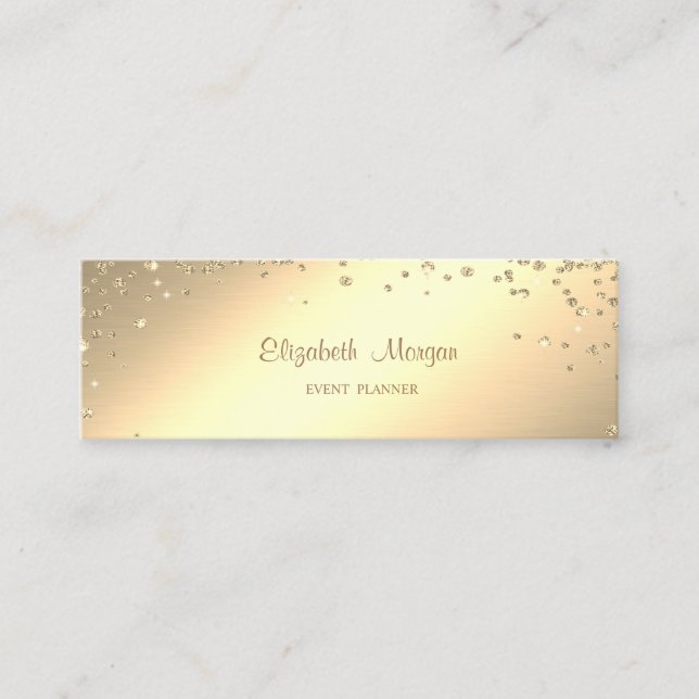 Elegant Stilren Enkel Guld Diamanter Mini Visitkort (Framsida)
