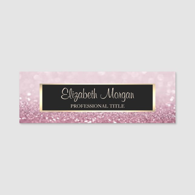 Elegant Stilren Modern Glitter Bokeh, Ram Namnbricka (Framsida)
