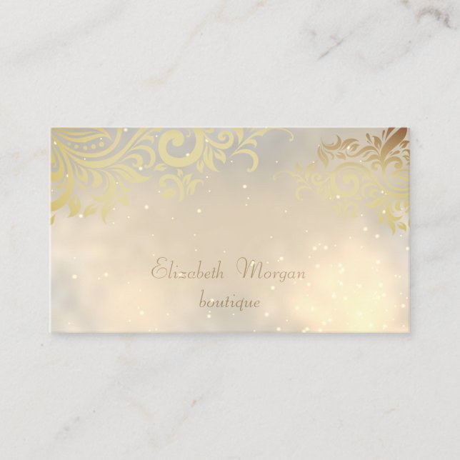 Elegant Stilren Modern Guld  Blommor Visitkort (Framsida)