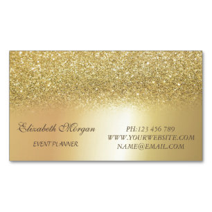 Elegant Stilren Modern Guld Glitter Magnetiska Visitkort