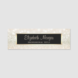 Elegant Stilren Modern, Ram, Glitter Bokeh Namnbricka