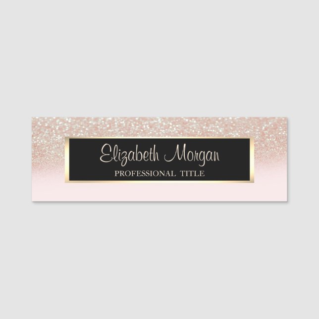 Elegant Stilren Modern, Ram, Glitter Ombre Namnbricka (Framsida)