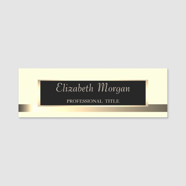 Elegant Stilren Modern, Ram, Guld Glitter Namnbricka (Framsida)