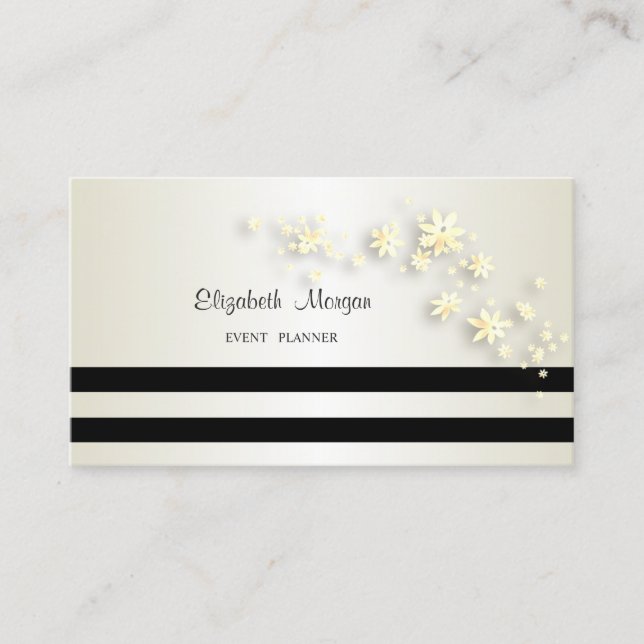Elegant Stilren Modern,Randig,Blommig Visitkort (Framsida)