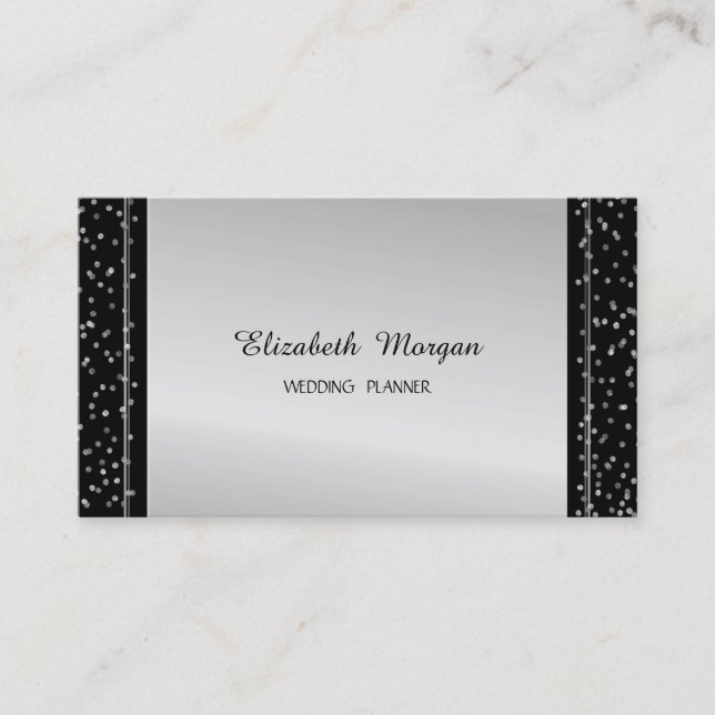 Elegant Stilren Modern Silver Konfetti Visitkort (Framsida)