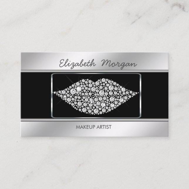 Elegant Stilren Professionell Diamanter Läppar Visitkort (Framsida)