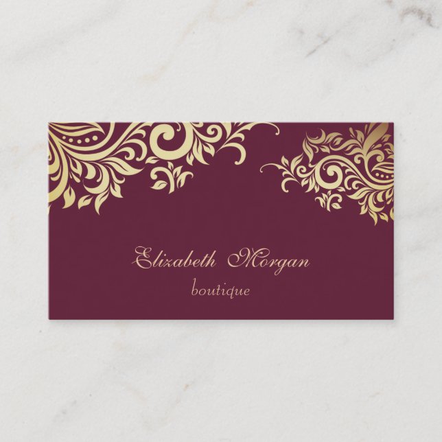 Elegant Stilren Professionell  Guld Blommig Visitkort (Framsida)
