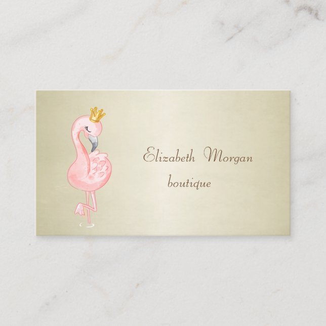 Elegant Stilren Professionell Rosa Flamingo Krona Visitkort (Framsida)
