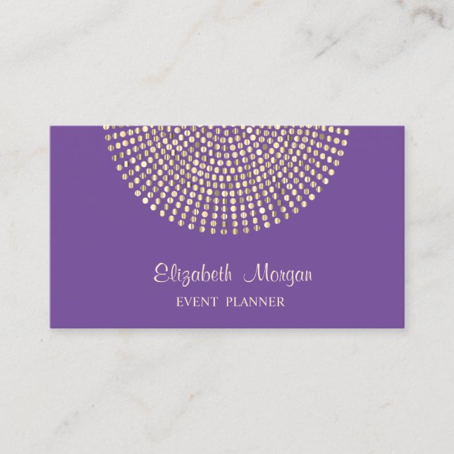 Elegant Stilren Professionell, Violett, Guldpricka Visitkort (Framsida)